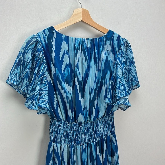 Ramy Brook Joanie Maxi Dress Blue Taza Ikat Flowy Tiered Womens XS New NWT - Picture 8 of 10